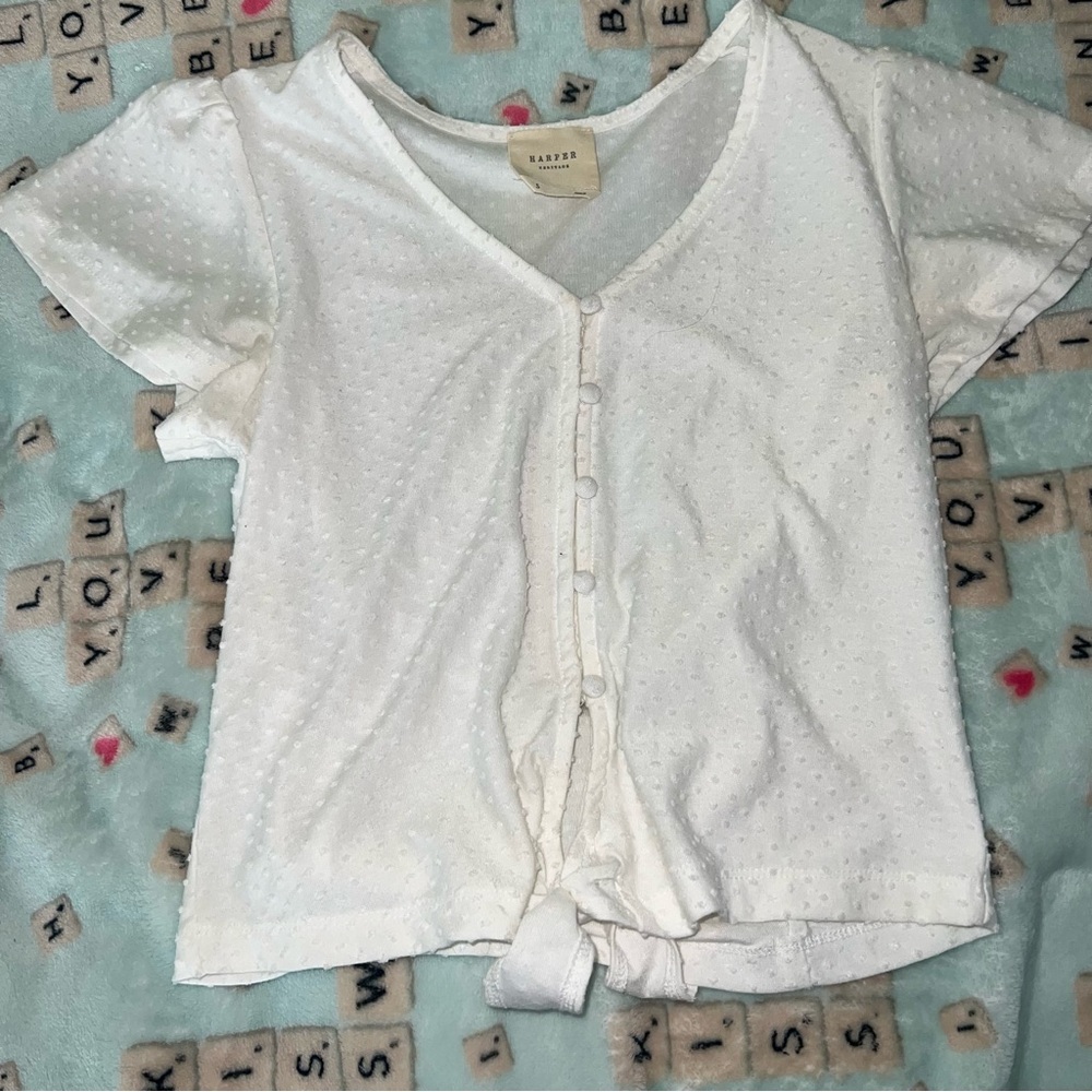 Francesca's Collections Cream Button-Up Blouse